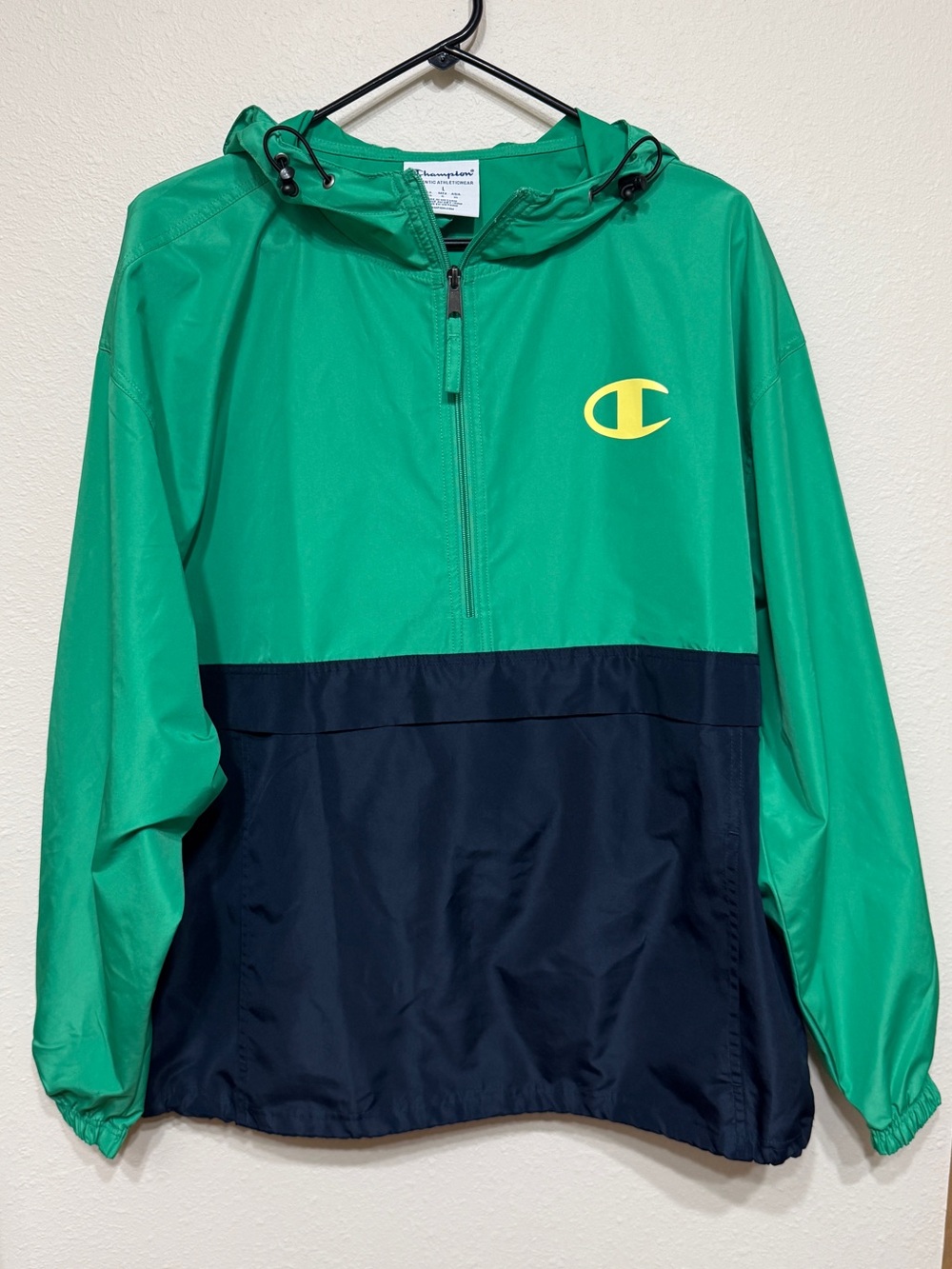 Champion Green and Navy Colorblock Half-Zip Pullover Jacket